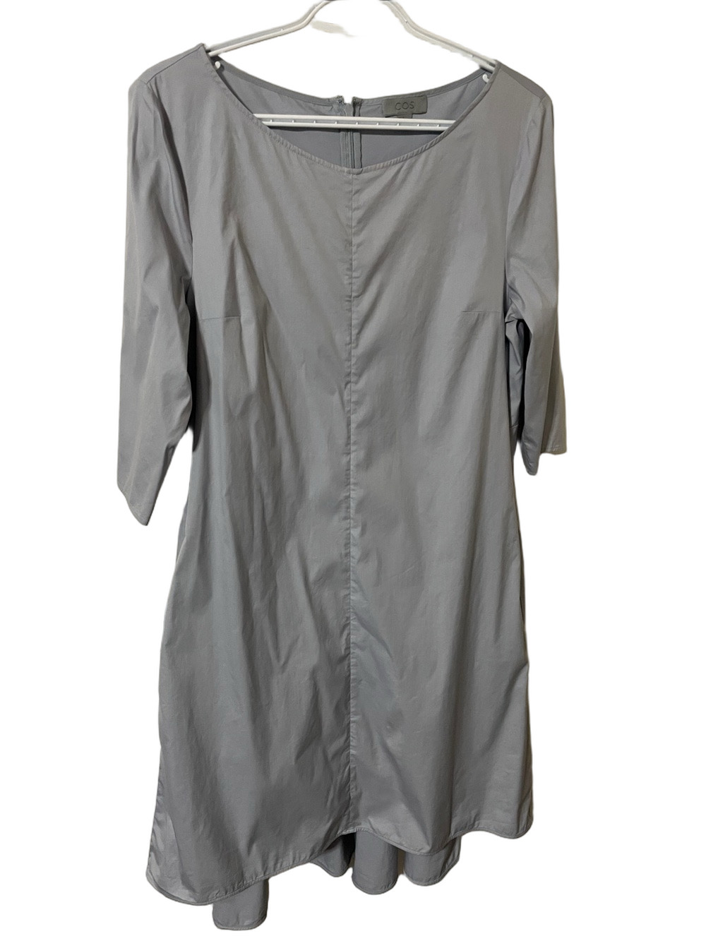 COS Light Grey Scoop-Neck Shift Tunic Dress Size 8
